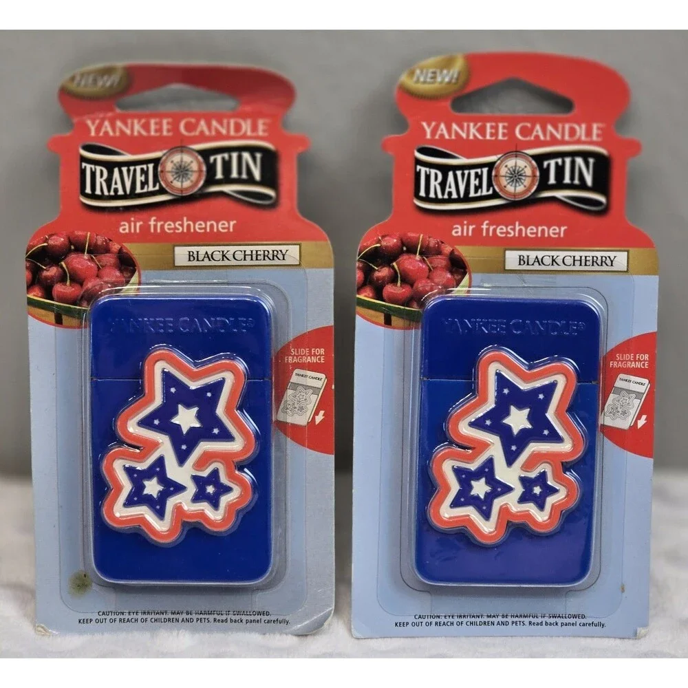 Yankee Candle Travel Tin Air Freshener Black Cherry Housewarmer Lot Of 2 New Set